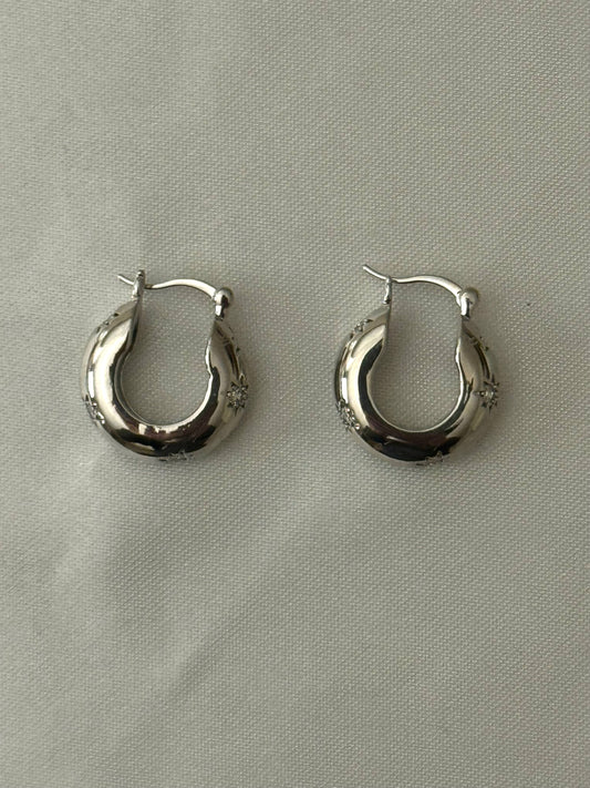 18k white gold filled Gemini Hoops