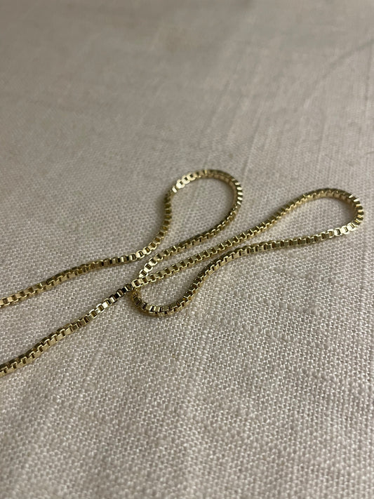 24k gold filled 2.2mm box filled chain back necklace