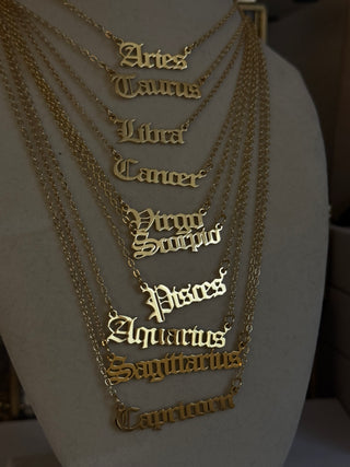 Zodiac Nameplate Necklace