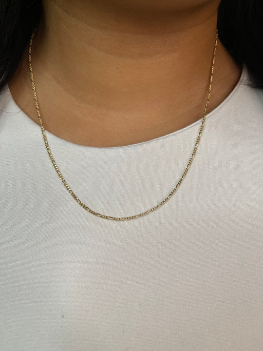 flat figaro chain necklace in gold filled