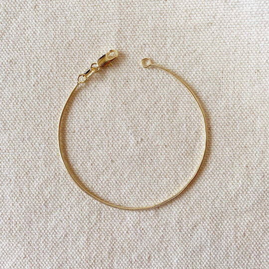 18K Gold Filled 1.2mm Round Snake Chain Bracelet